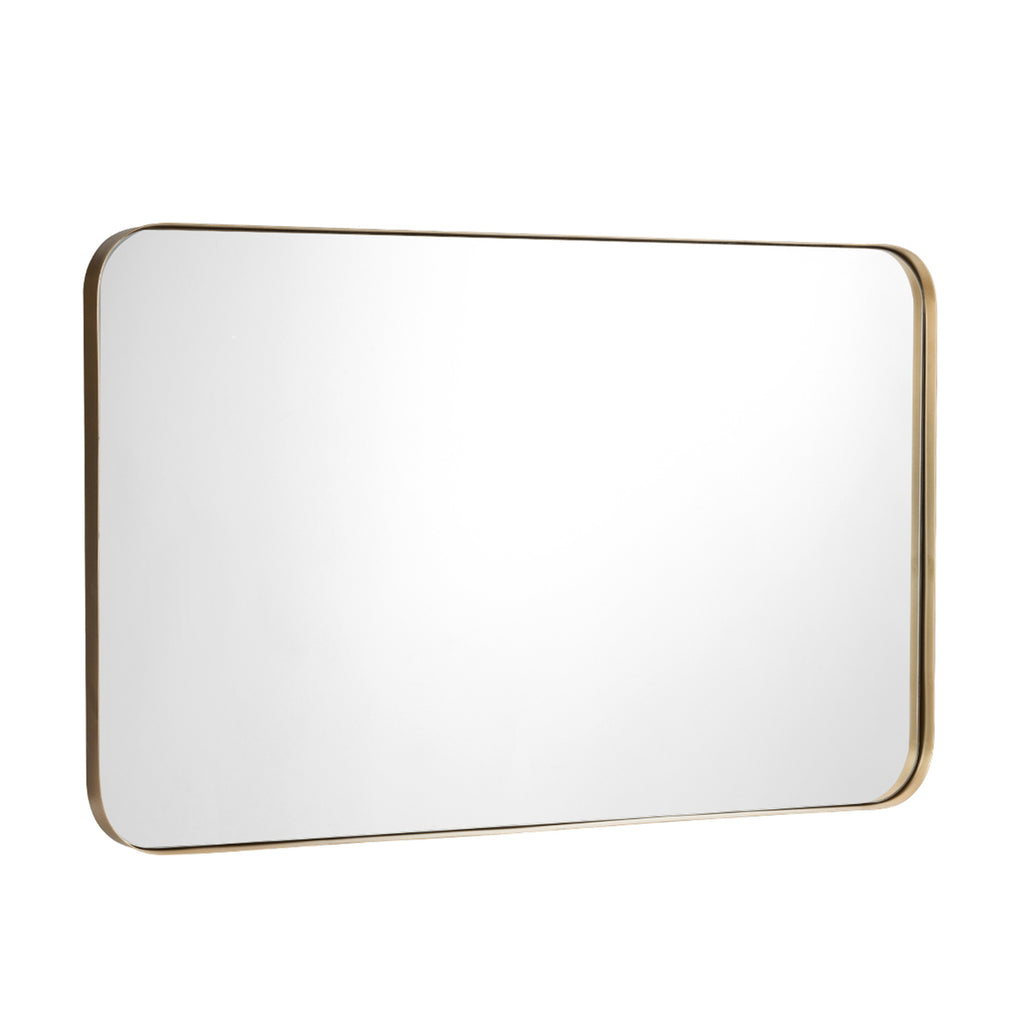Golden 32x20 Inch Metal Frame Wall-Mounted Rectangle Mirror