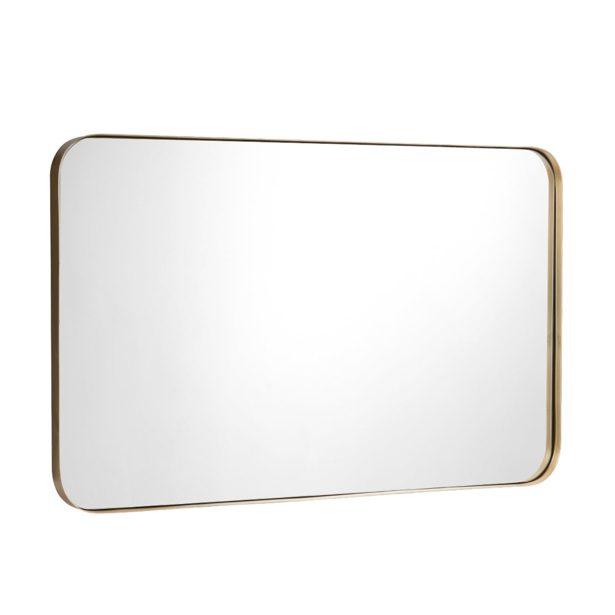 Golden 32x20 Inch Metal Frame Wall-Mounted Rectangle Mirror