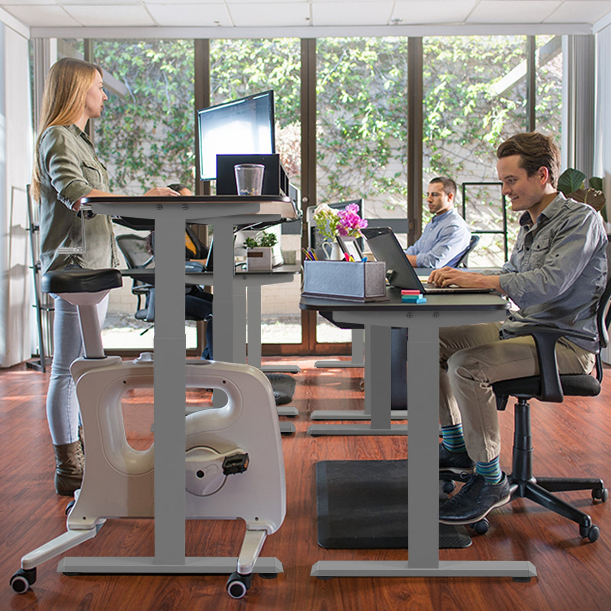 Hand Crank Sit to Stand Desk Frame Height Adjustable - Gray