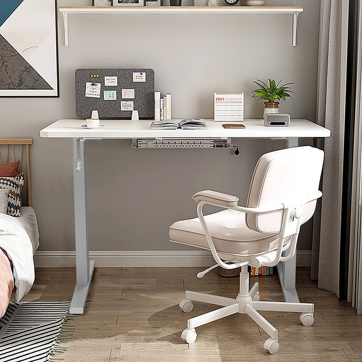 Hand Crank Sit to Stand Desk Frame Height Adjustable - Gray