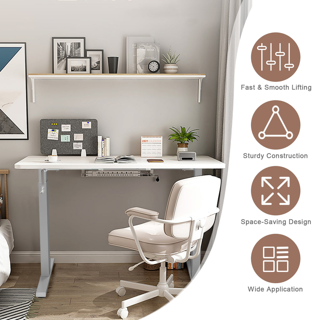 Hand Crank Sit to Stand Desk Frame Height Adjustable - Gray