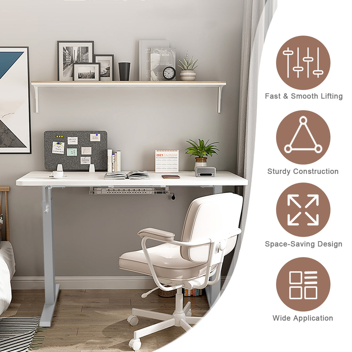 Hand Crank Sit to Stand Desk Frame Height Adjustable - Gray