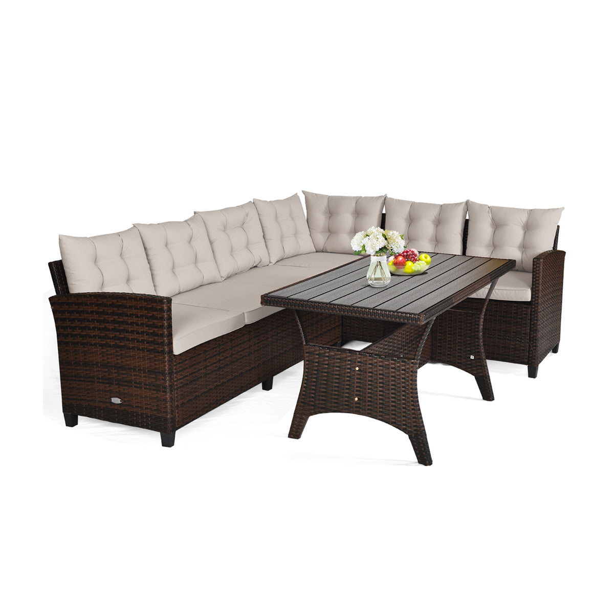 7-Piece Wicker Patio Furniture Set - Style 2, White