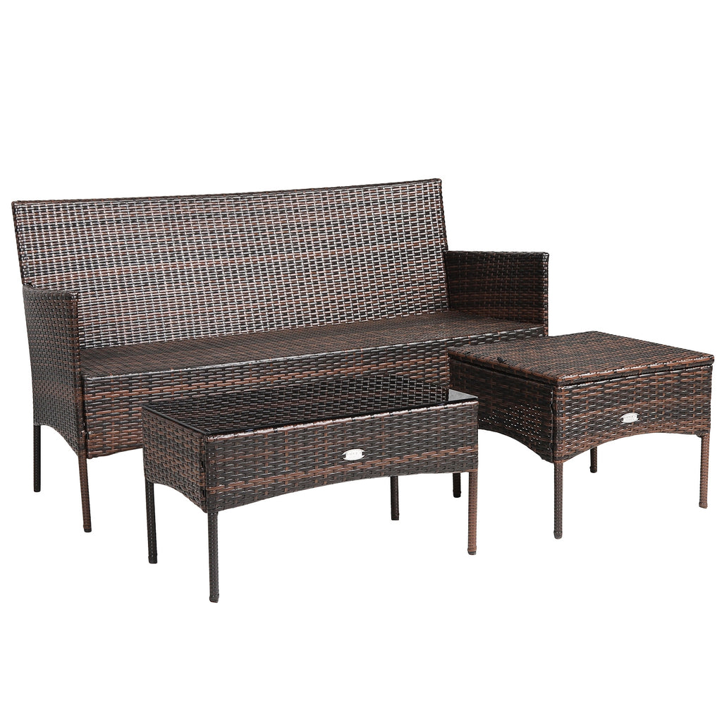 3-Piece Patio Sectional Set with Cushions & Coffee Table - Gray