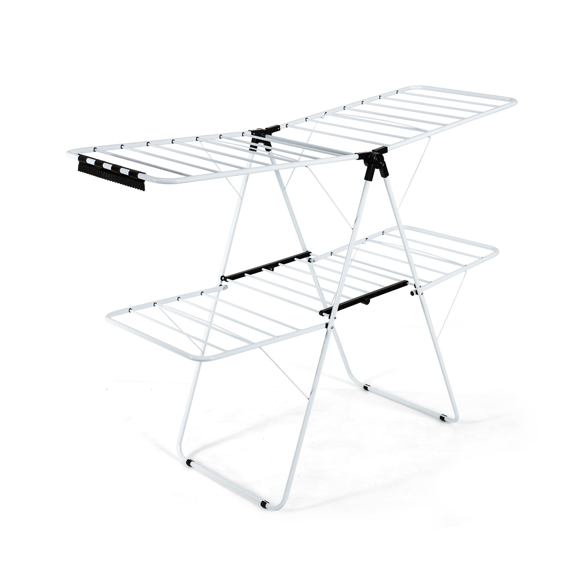 2-Tier Foldable Clothes Drying Rack - 3-Level Adjustable Gullwing