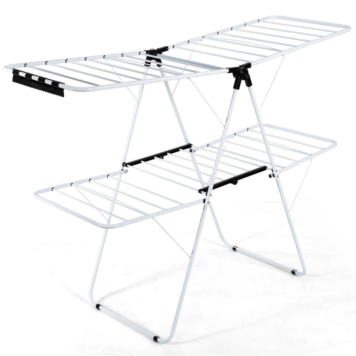 2-Tier Foldable Clothes Drying Rack - 3-Level Adjustable Gullwing
