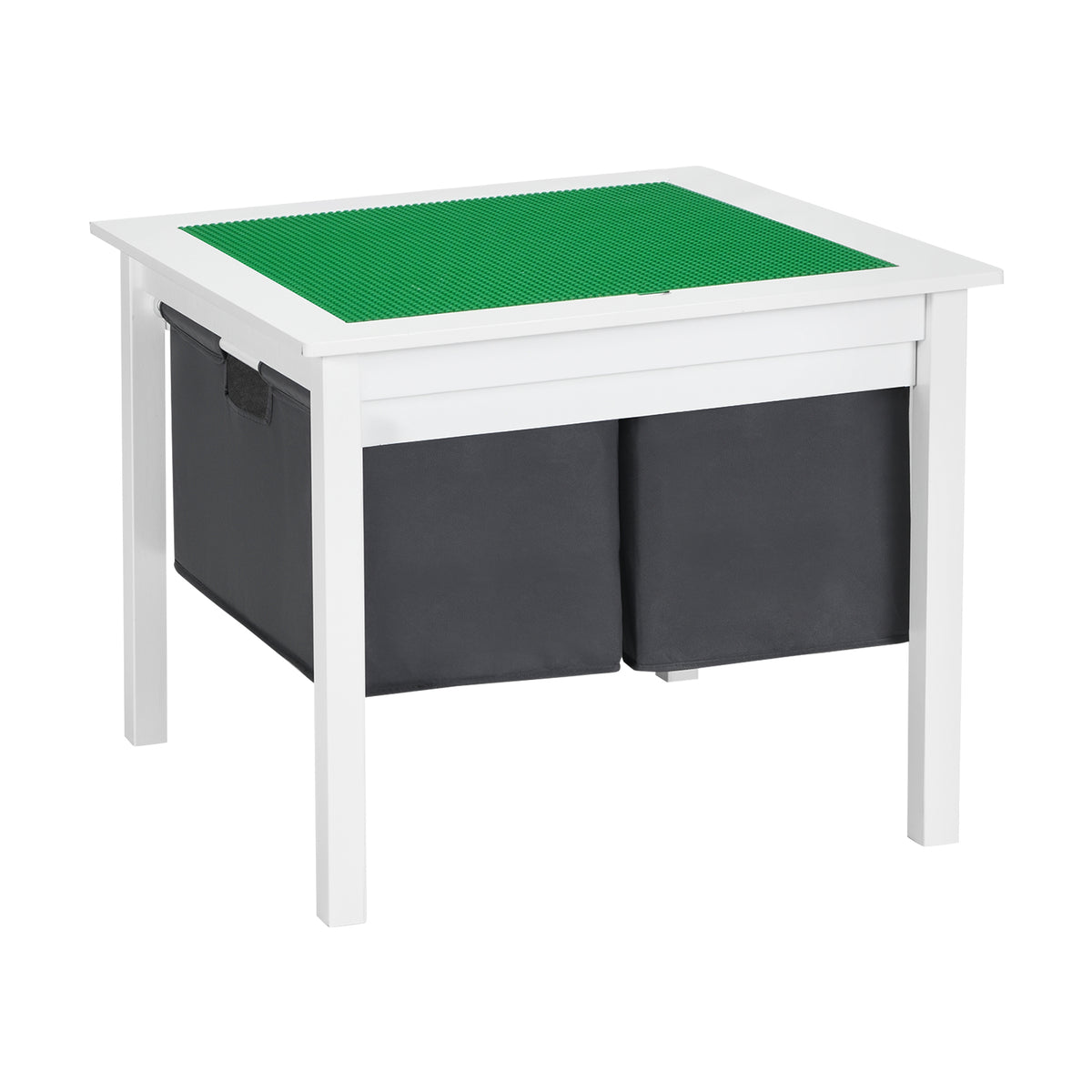White 2-in-1 Kids Double-Sided Activity Building Block Table with Drawers