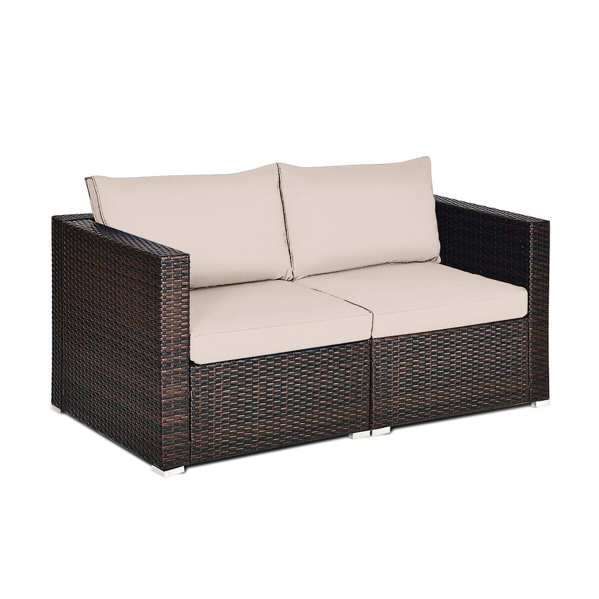 2 Piece Rattan Sectional Sofa Set - Beige