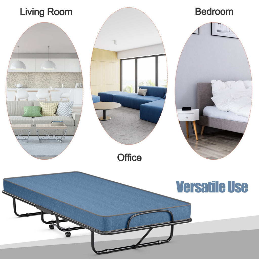 Rollaway Guest Bed with Memory Foam Mattress - Navy
