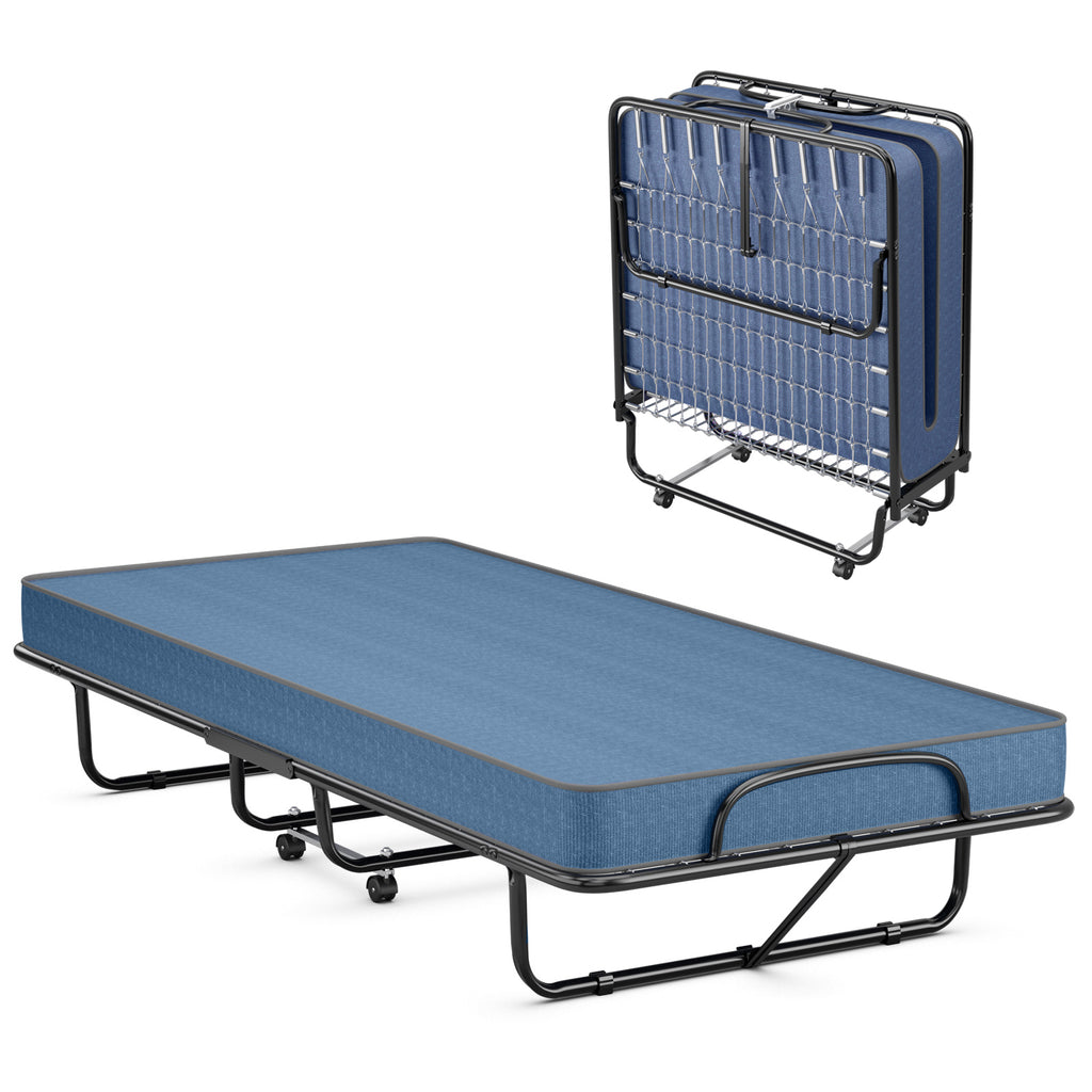 Rollaway Guest Bed with Memory Foam Mattress - Navy