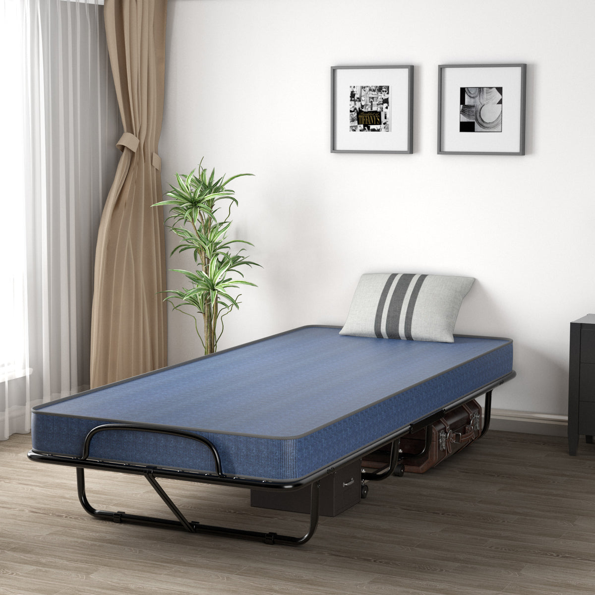 Rollaway Guest Bed with Memory Foam Mattress - Navy