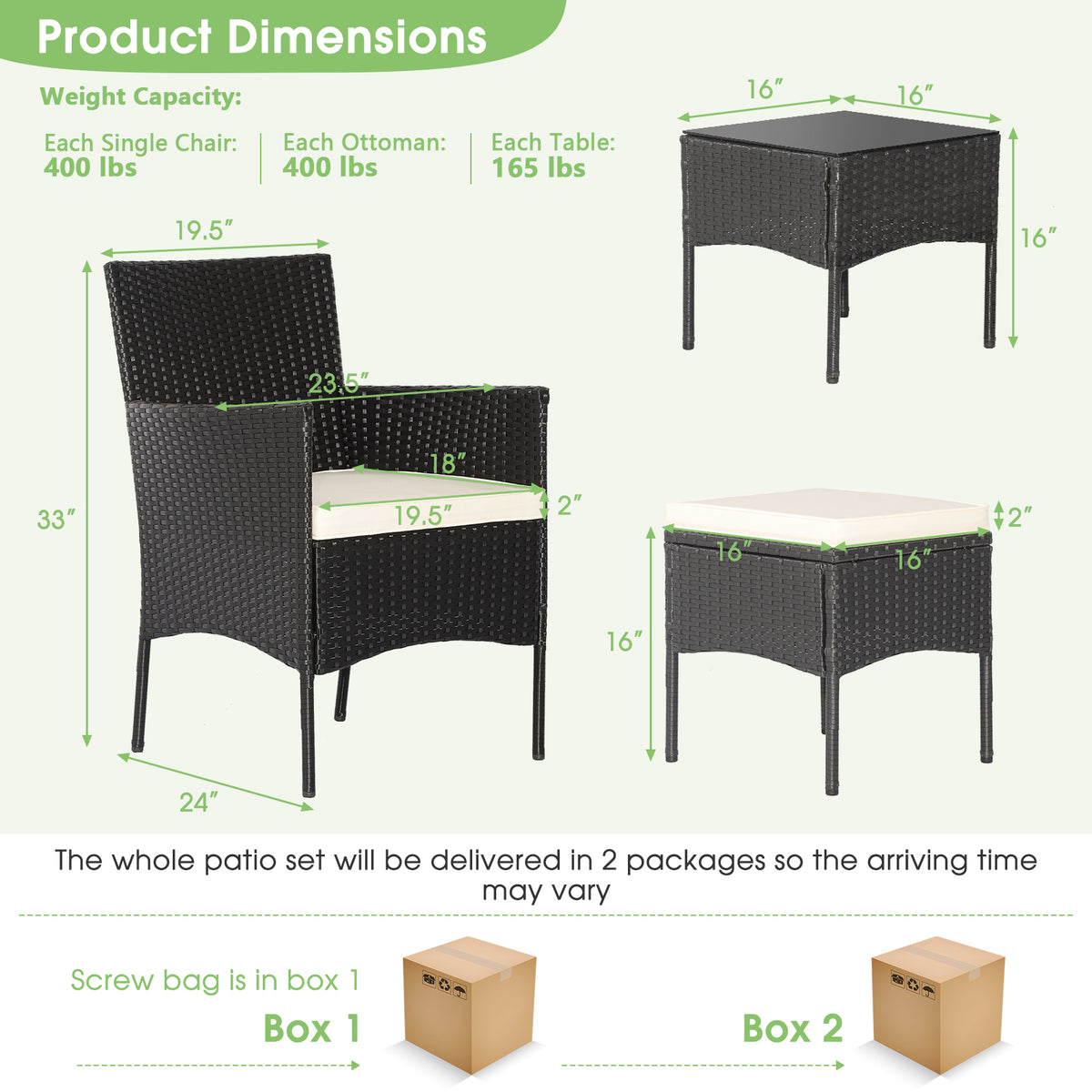 8-Piece Patio Wicker Conversation Set with Coffee Tables & Ottomans