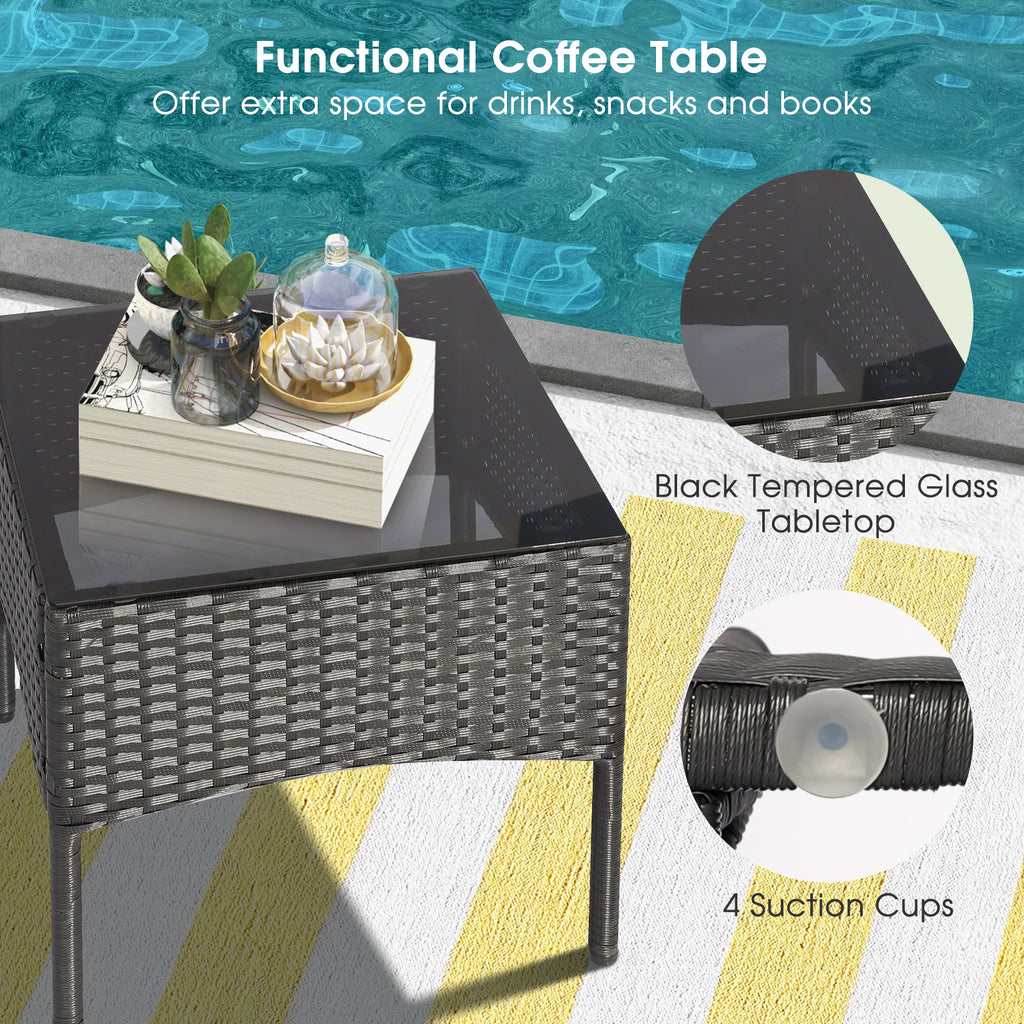 8-Piece Patio Wicker Conversation Set with Coffee Tables & Ottomans