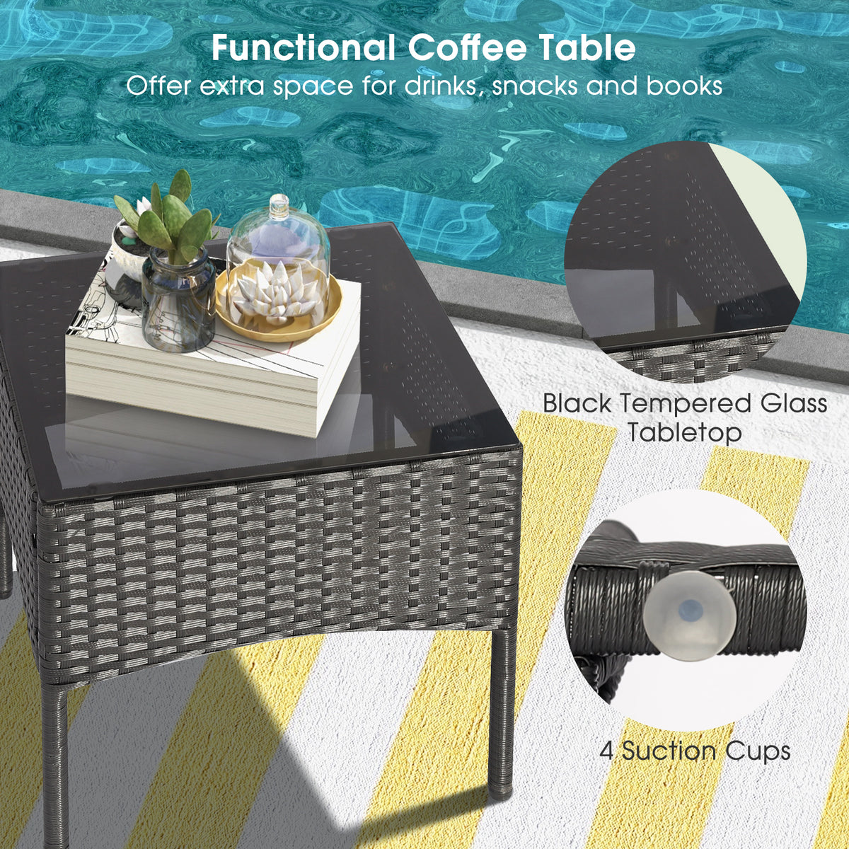 8-Piece Patio Wicker Conversation Set with Coffee Tables & Ottomans