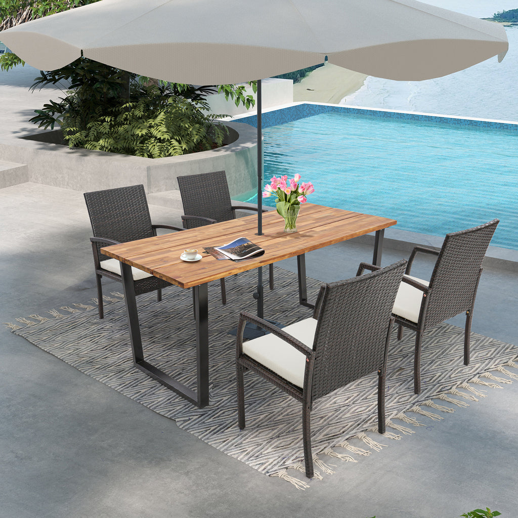 6-Person Acacia Wood Outdoor Dining Table 69" x 32"