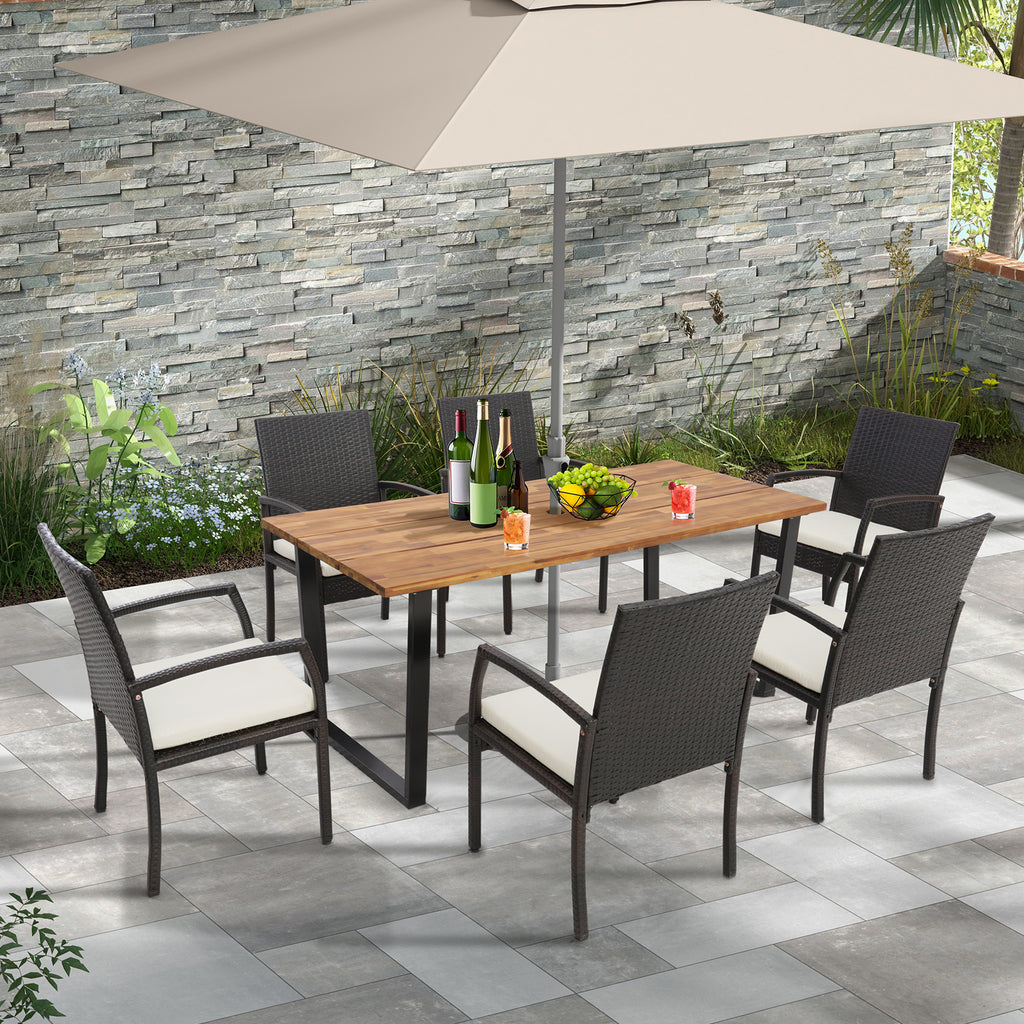 6-Person Acacia Wood Outdoor Dining Table 69" x 32"