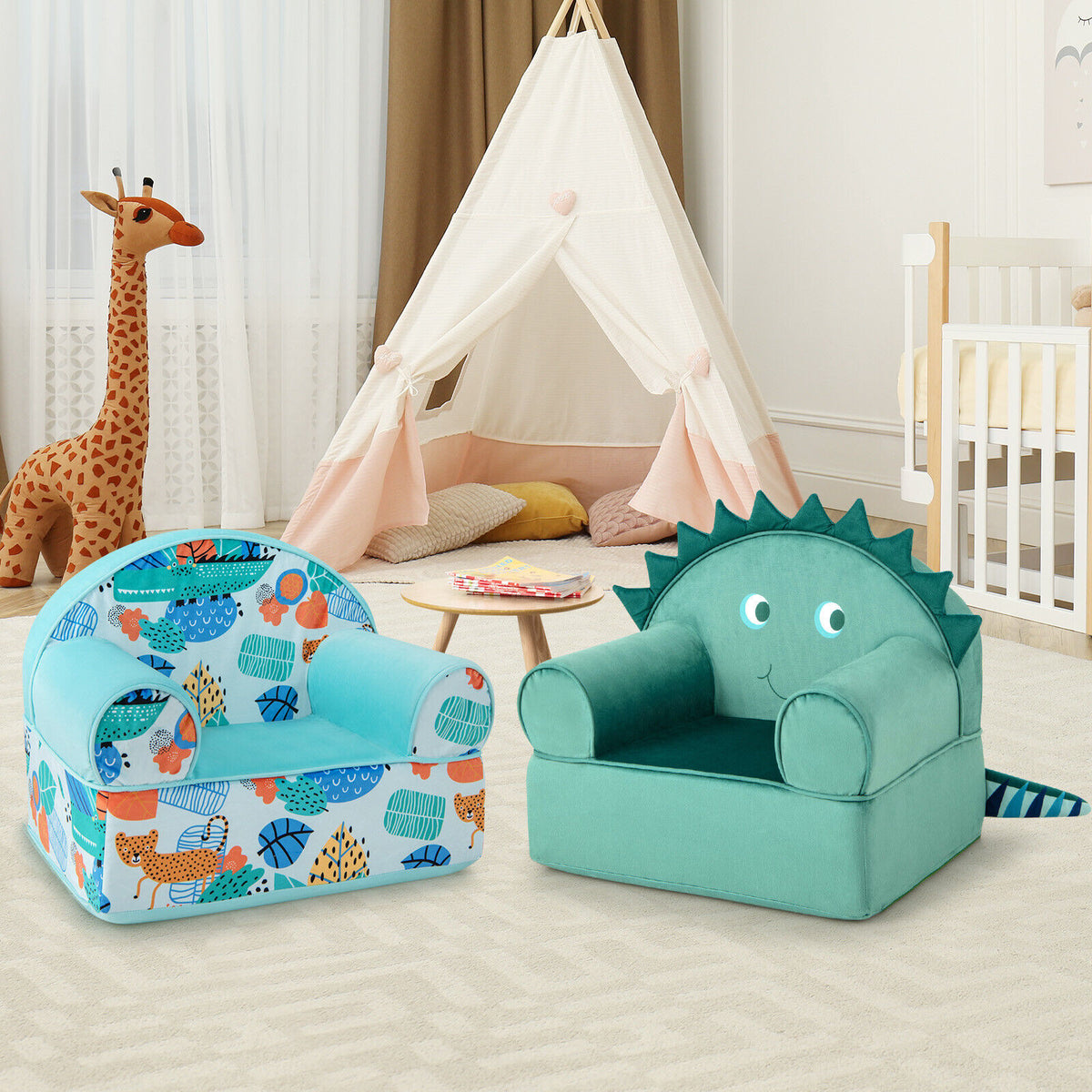 Kids Armchair with Plush Velvet Cover & Soft Sponge Filling - Blue