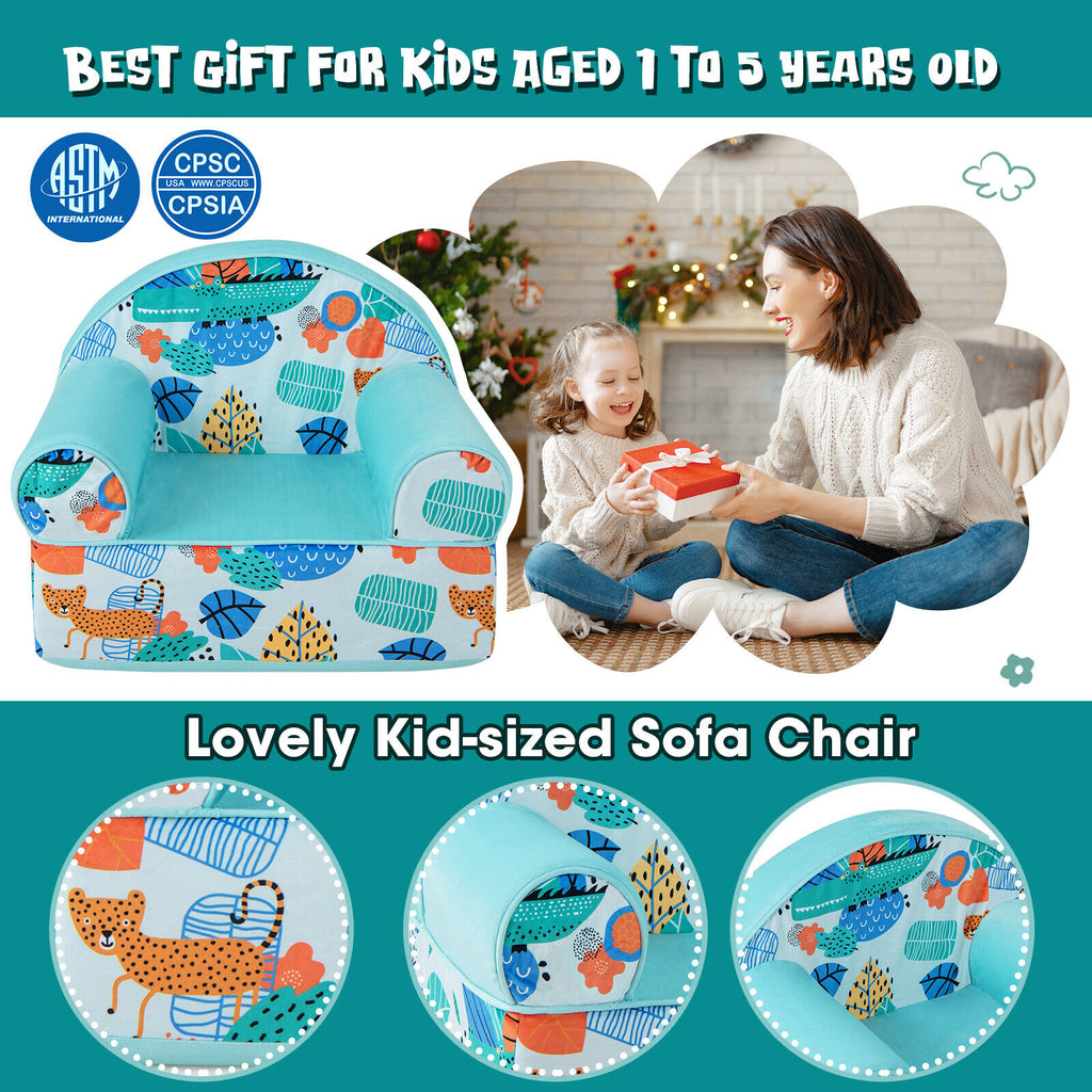 Kids Armchair with Plush Velvet Cover & Soft Sponge Filling - Blue