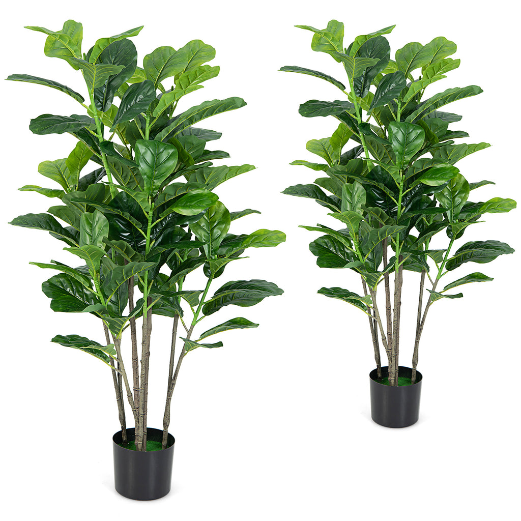 Artificial Fiddle Leaf Fig Tree 51 Inch 2-Pack for Indoor & Outdoor Decor
