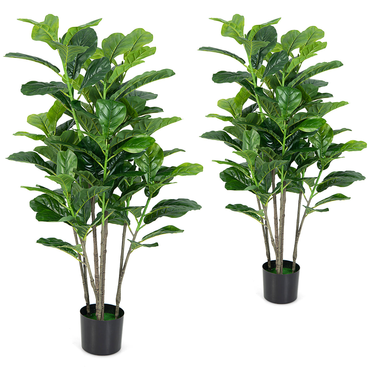Artificial Fiddle Leaf Fig Tree 51 Inch 2-Pack for Indoor & Outdoor Decor