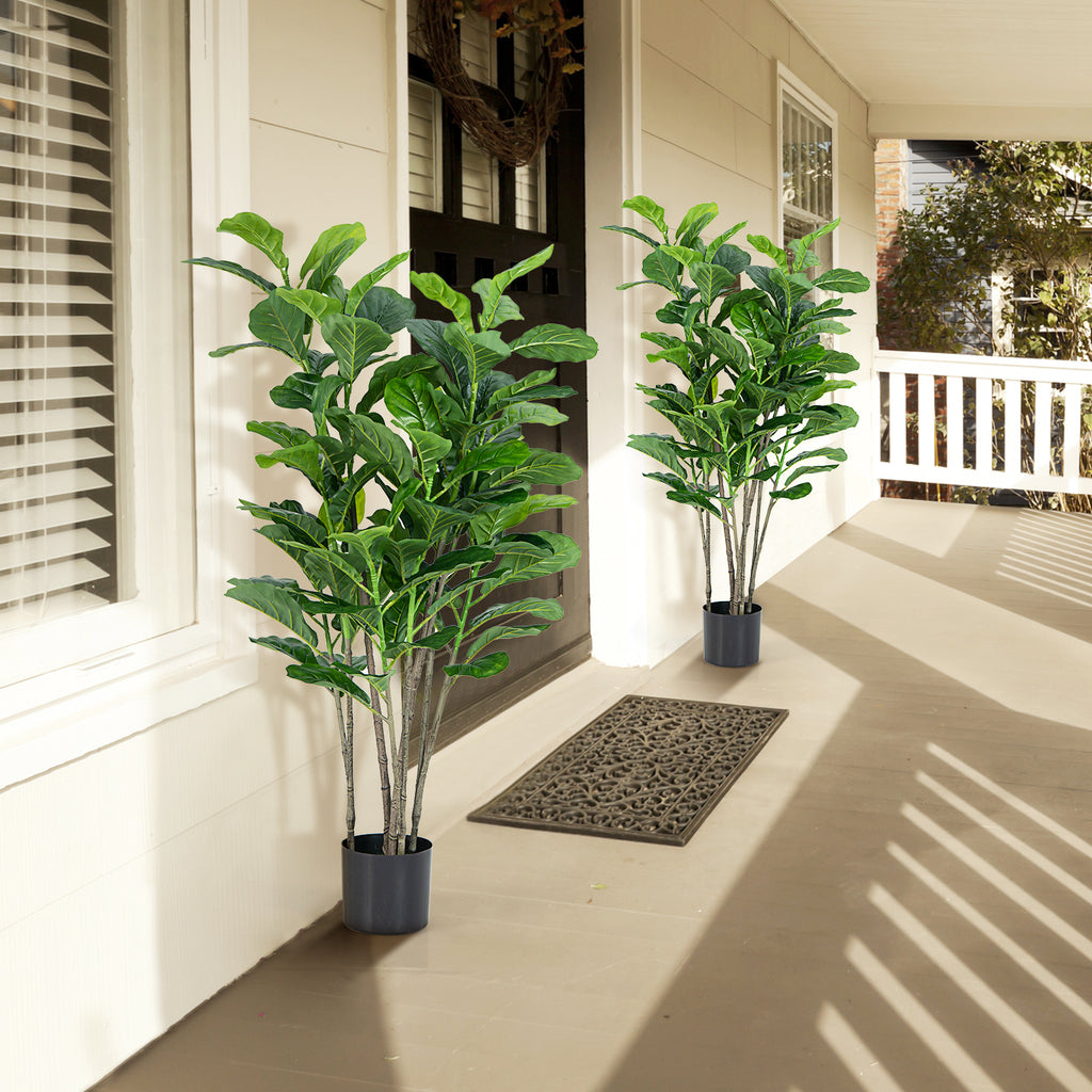 Artificial Fiddle Leaf Fig Tree 51 Inch 2-Pack for Indoor & Outdoor Decor