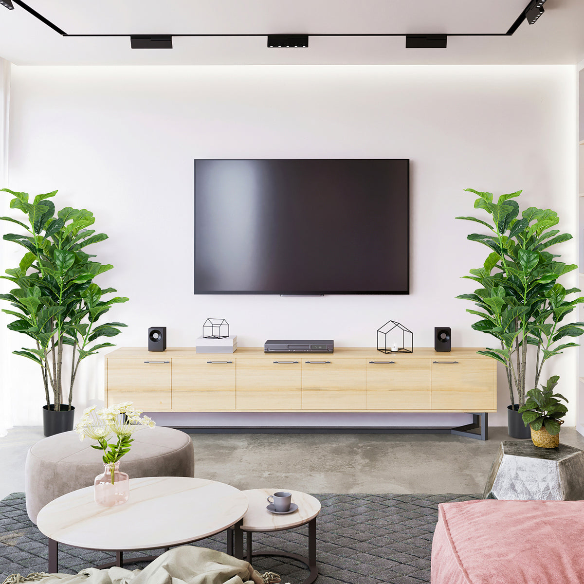 Artificial Fiddle Leaf Fig Tree 51 Inch 2-Pack for Indoor & Outdoor Decor