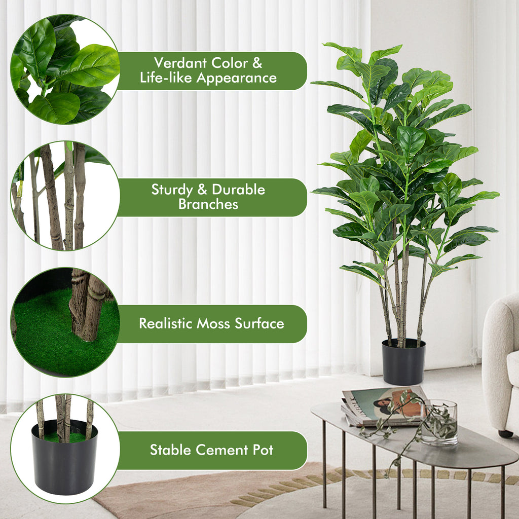 Artificial Fiddle Leaf Fig Tree 51 Inch 2-Pack for Indoor & Outdoor Decor