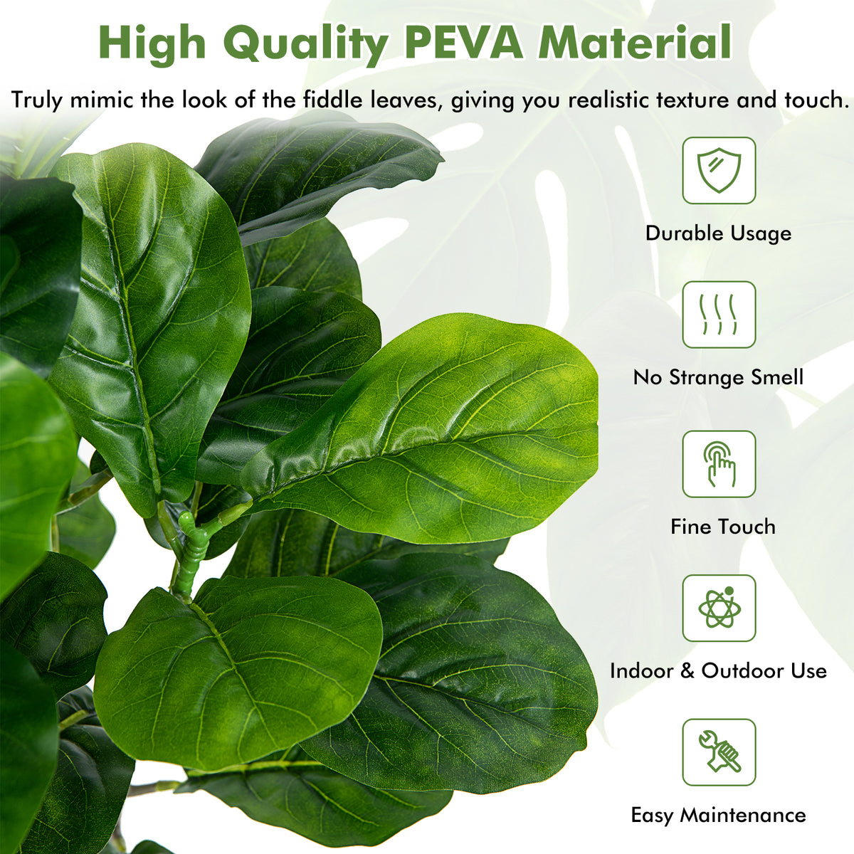 Artificial Fiddle Leaf Fig Tree 51 Inch 2-Pack for Indoor & Outdoor Decor