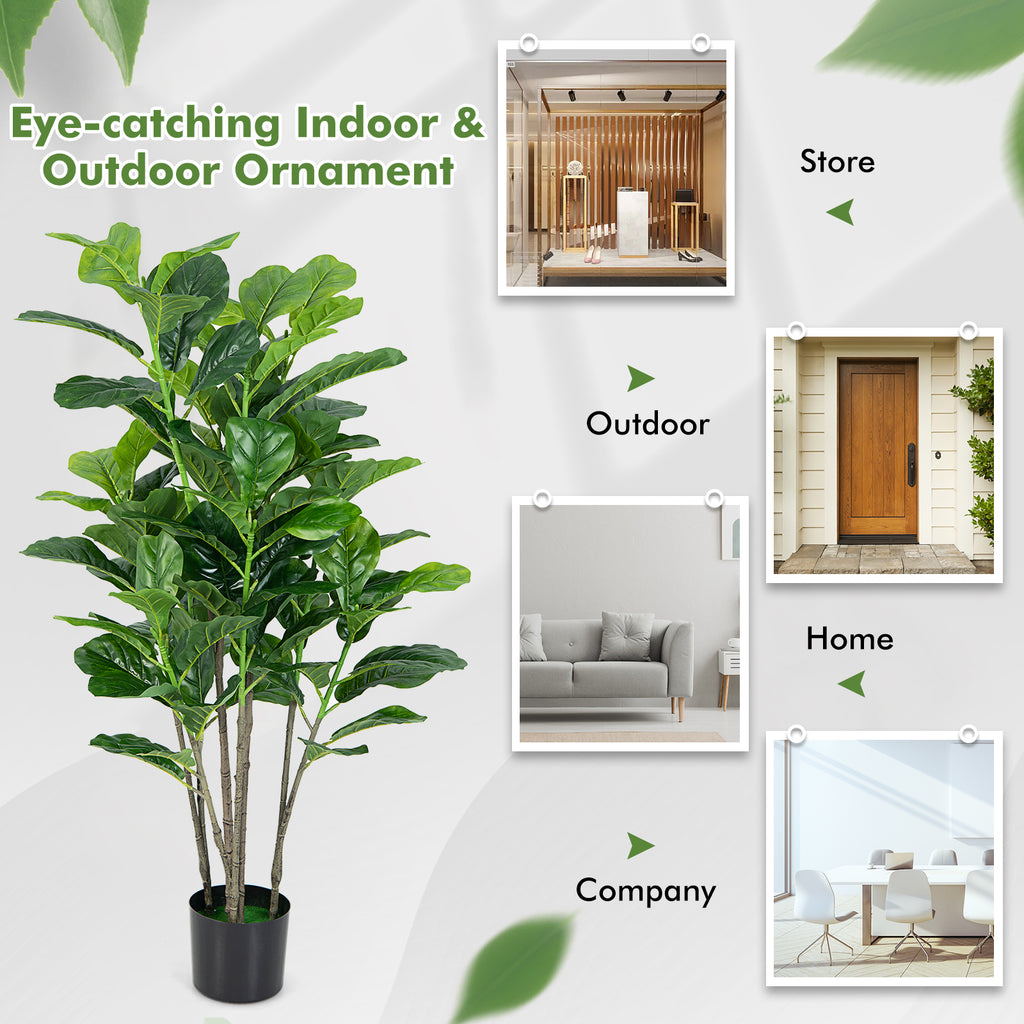 Artificial Fiddle Leaf Fig Tree 51 Inch 2-Pack for Indoor & Outdoor Decor