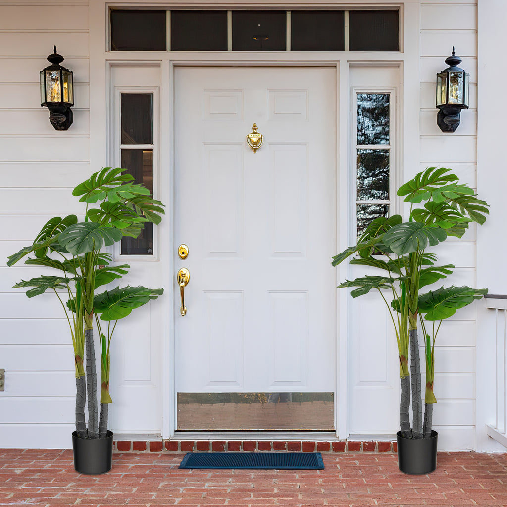 4ft Artificial Monstera & Palm Tree - Realistic Faux Indoor Plant