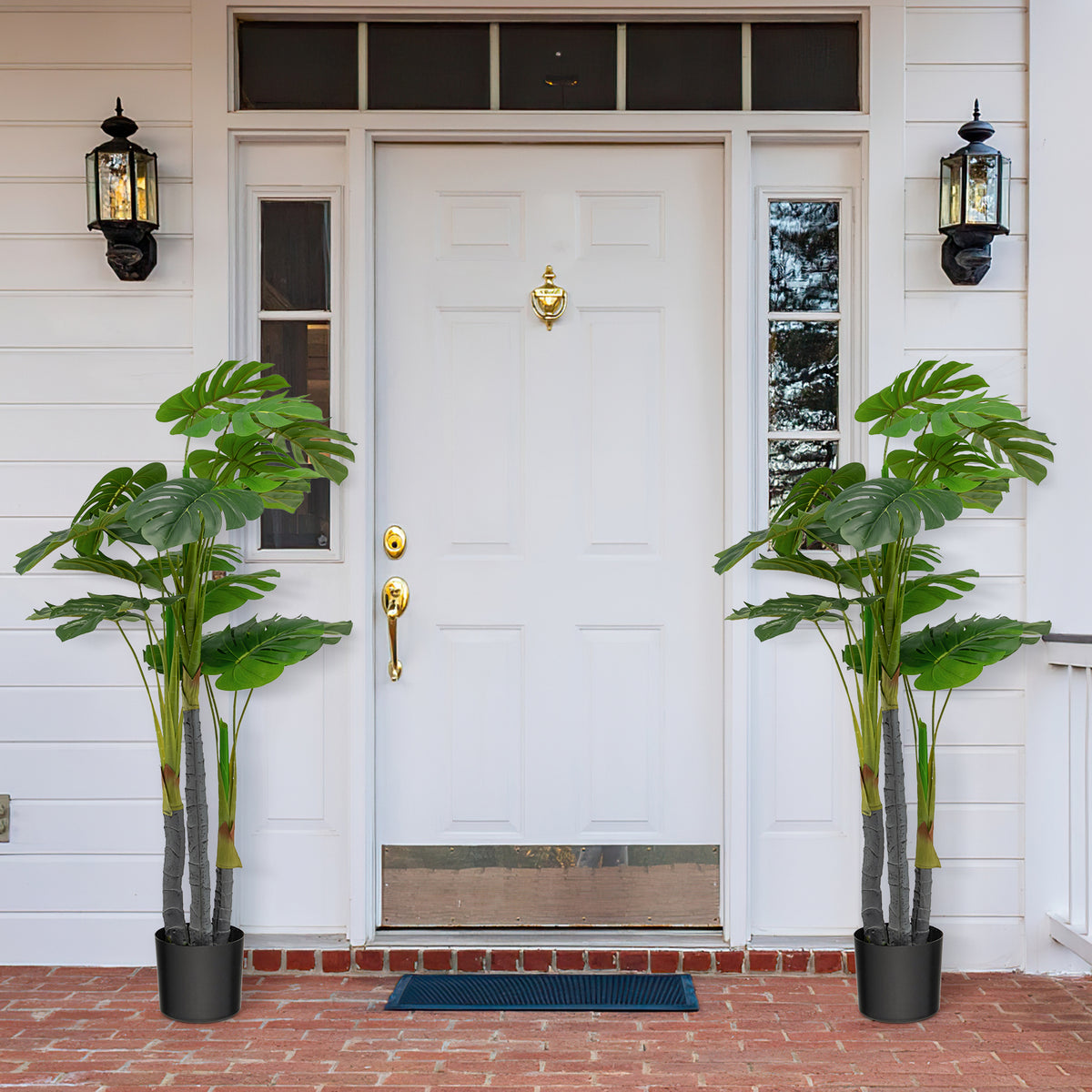 4ft Artificial Monstera & Palm Tree - Realistic Faux Indoor Plant