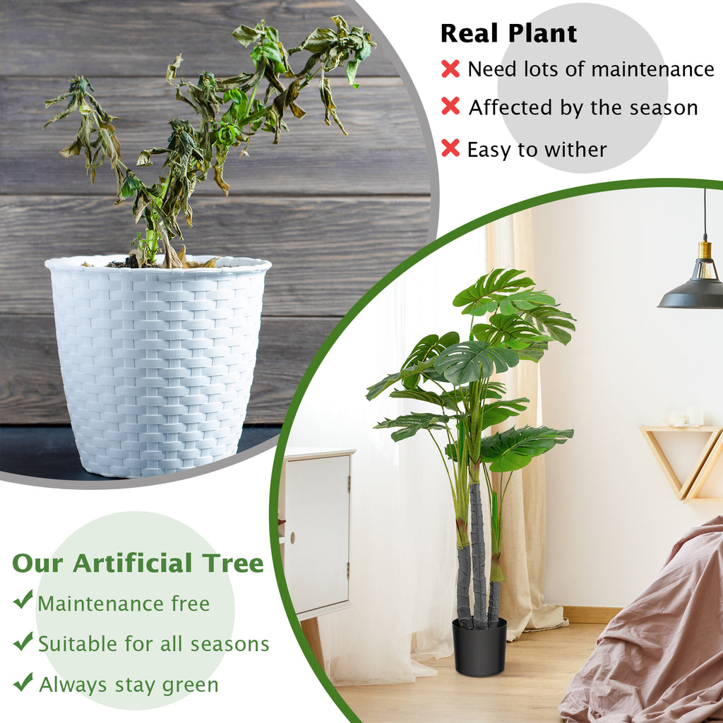 4ft Artificial Monstera & Palm Tree - Realistic Faux Indoor Plant