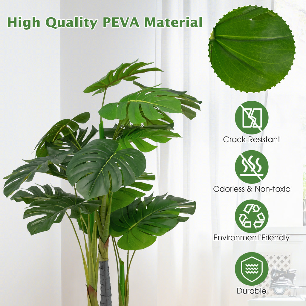 4ft Artificial Monstera & Palm Tree - Realistic Faux Indoor Plant