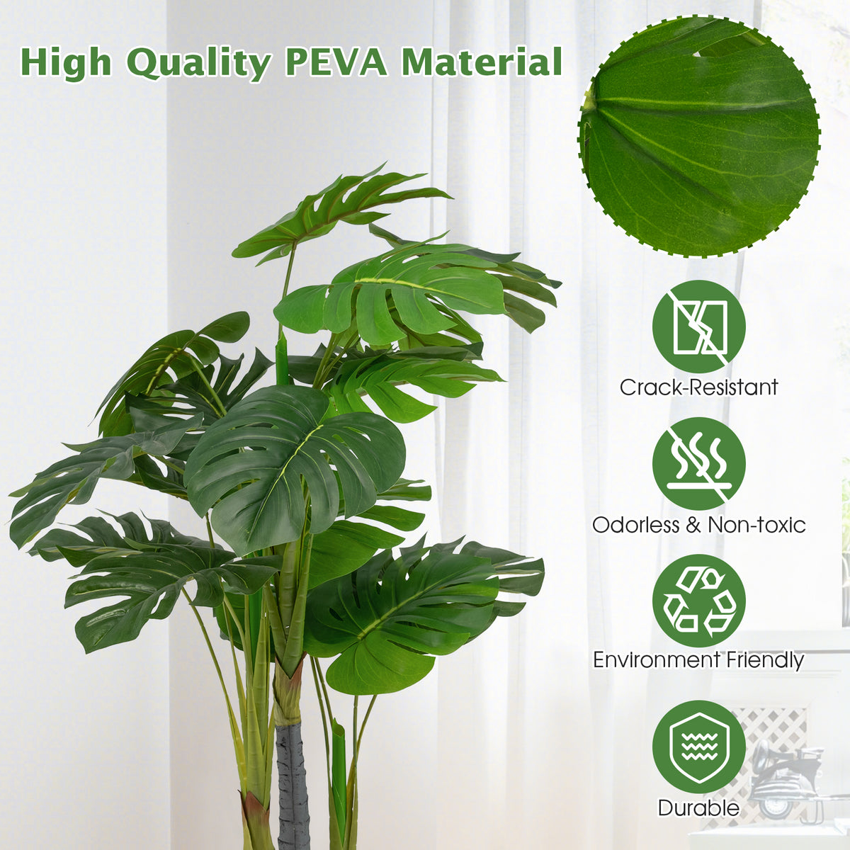 4ft Artificial Monstera & Palm Tree - Realistic Faux Indoor Plant