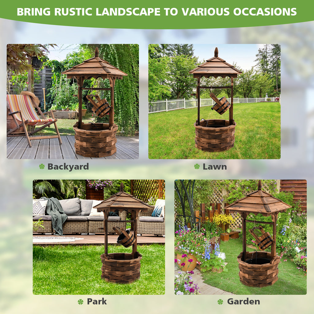 Patio Wooden Water Fountain with Electric Pump - Brown