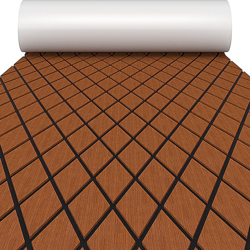 Non-Slip EVA Foam Boat Decking Sheet with Diamond Pattern - Brown