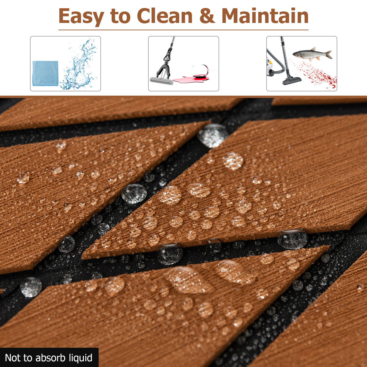 Non-Slip EVA Foam Boat Decking Sheet with Diamond Pattern - Brown