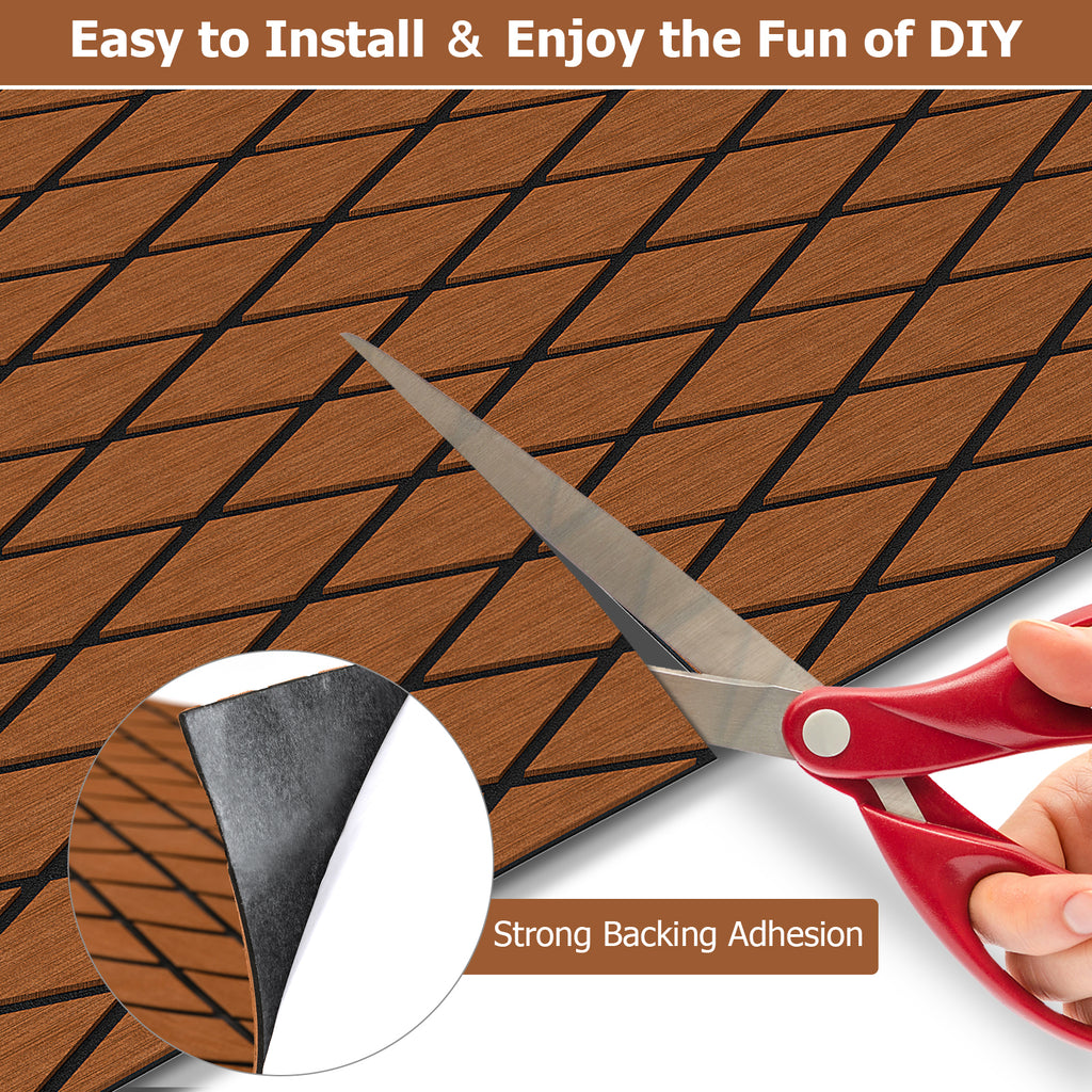 Non-Slip EVA Foam Boat Decking Sheet with Diamond Pattern - Brown