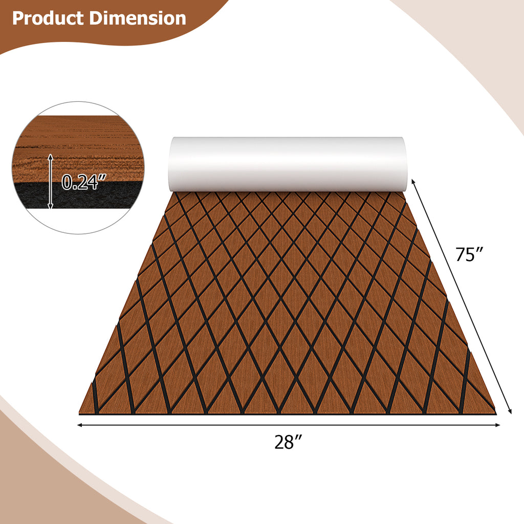 Non-Slip EVA Foam Boat Decking Sheet with Diamond Pattern - Brown