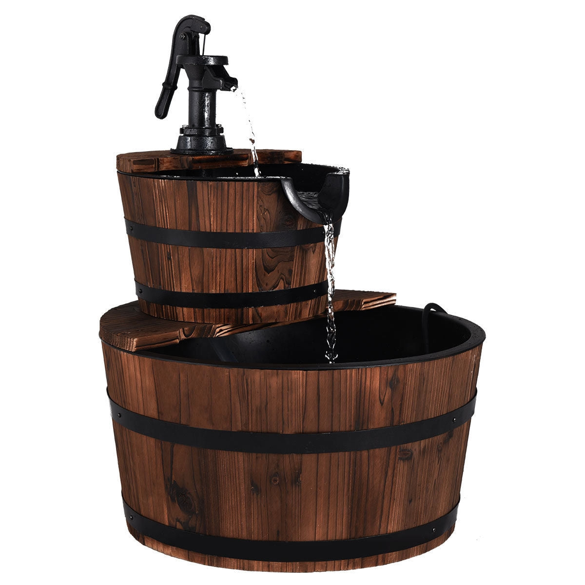 24"L x 21"W x 37"H 3-Tier Outdoor Waterfall Fountain with Electric Pump - Bronze Finish