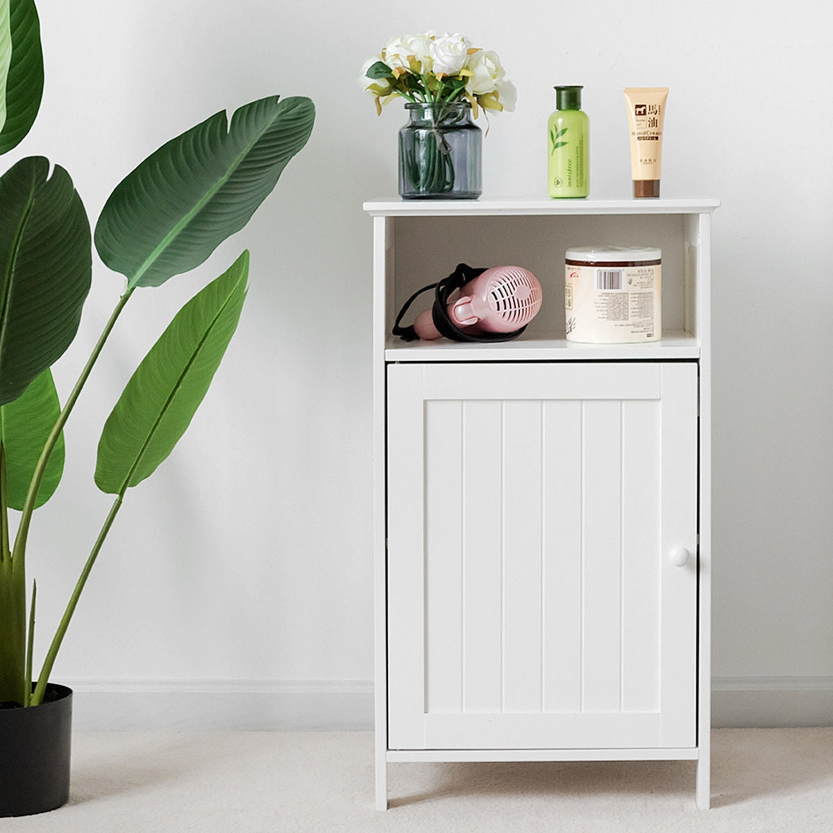 Bathroom Freestanding Floor Storage Cabinet with Adjustable Shelf