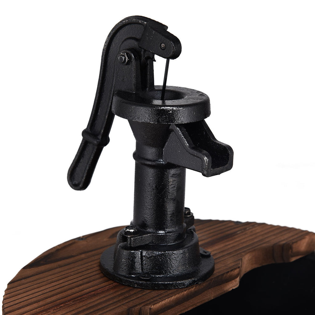17.5"L x 17.5"W x 24"H Wooden Barrel Waterfall Fountain with Pump - Outdoor Garden Decor