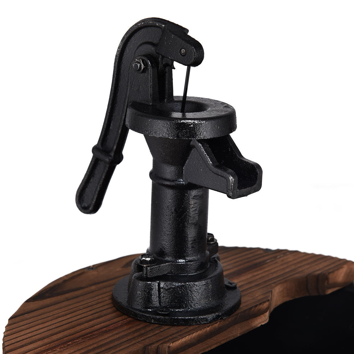 17.5"L x 17.5"W x 24"H Wooden Barrel Waterfall Fountain with Pump - Outdoor Garden Decor