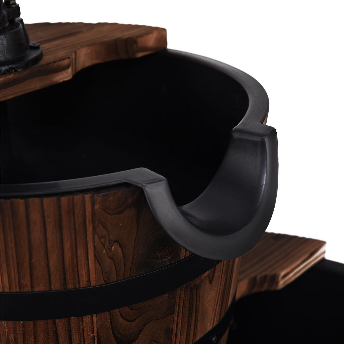 17.5"L x 17.5"W x 24"H Wooden Barrel Waterfall Fountain with Pump - Outdoor Garden Decor