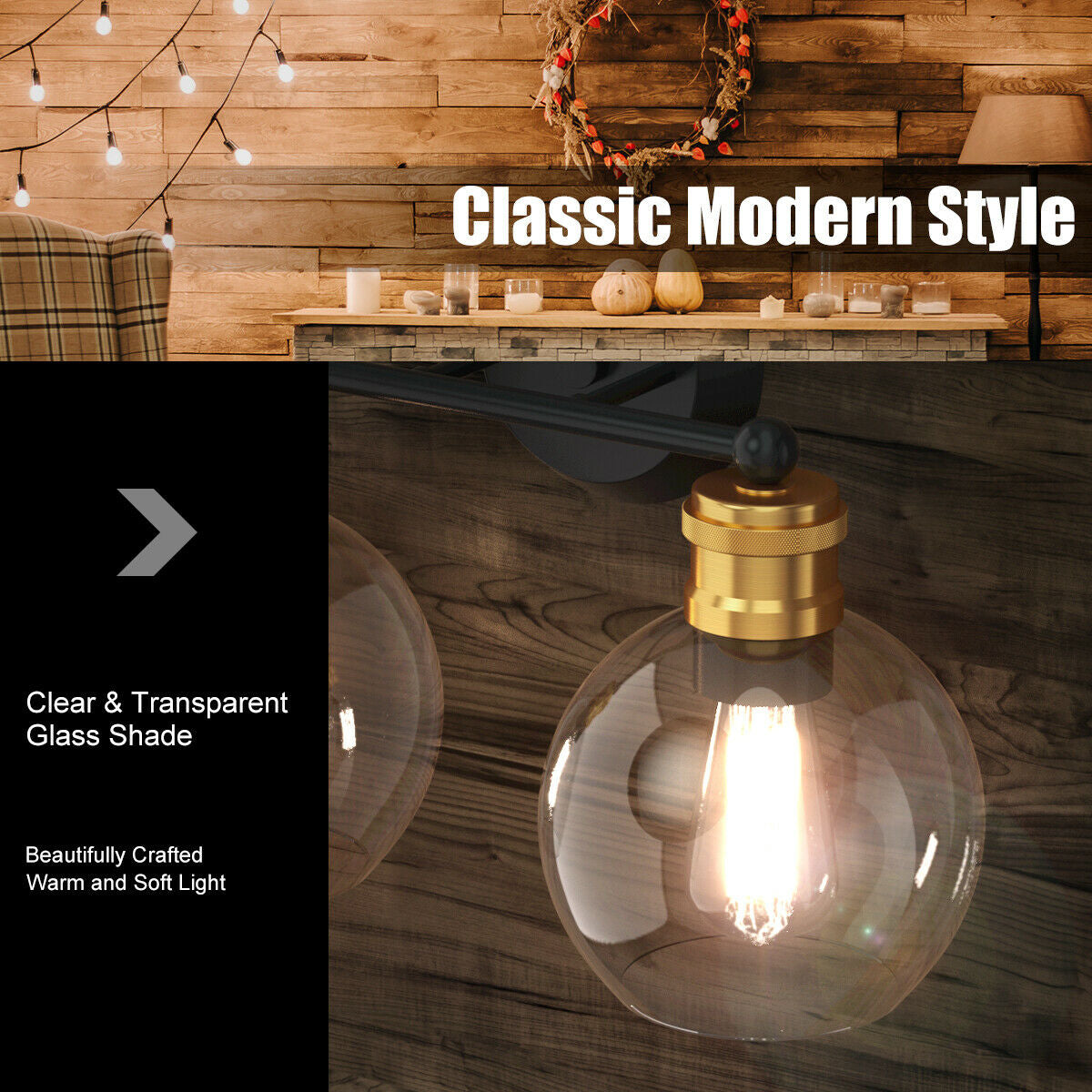 Modern 3-Light Bubble Glass Vanity Wall Light Fixture for Bathroom & Kitchen
