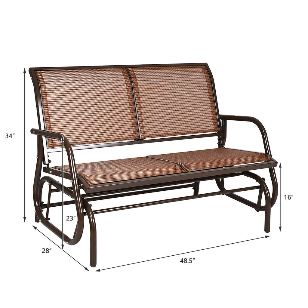 48" Swing Glider Chair Loveseat Rocker - Brown