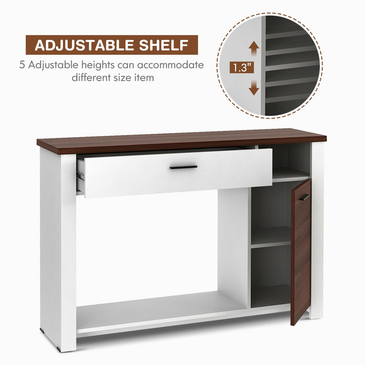 48 Inch Console Table with Drawer and Cabinet Storage