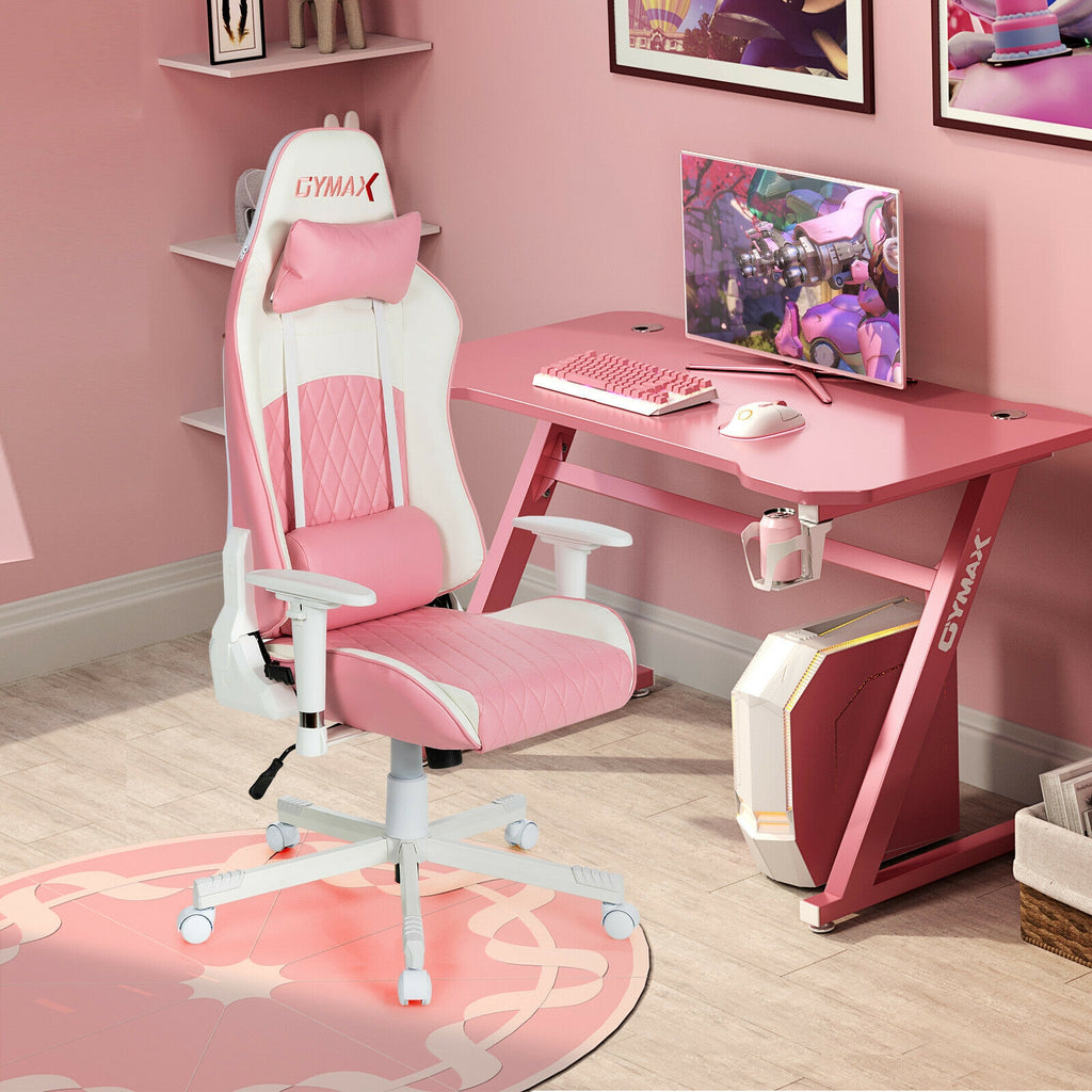 Ergonomic High Back Computer Chair with Headrest - Pink