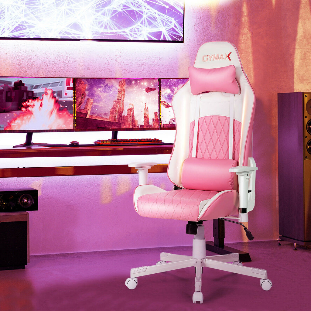 Ergonomic High Back Computer Chair with Headrest - Pink