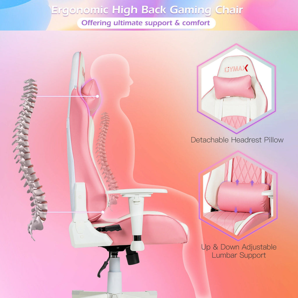 Ergonomic High Back Computer Chair with Headrest - Pink